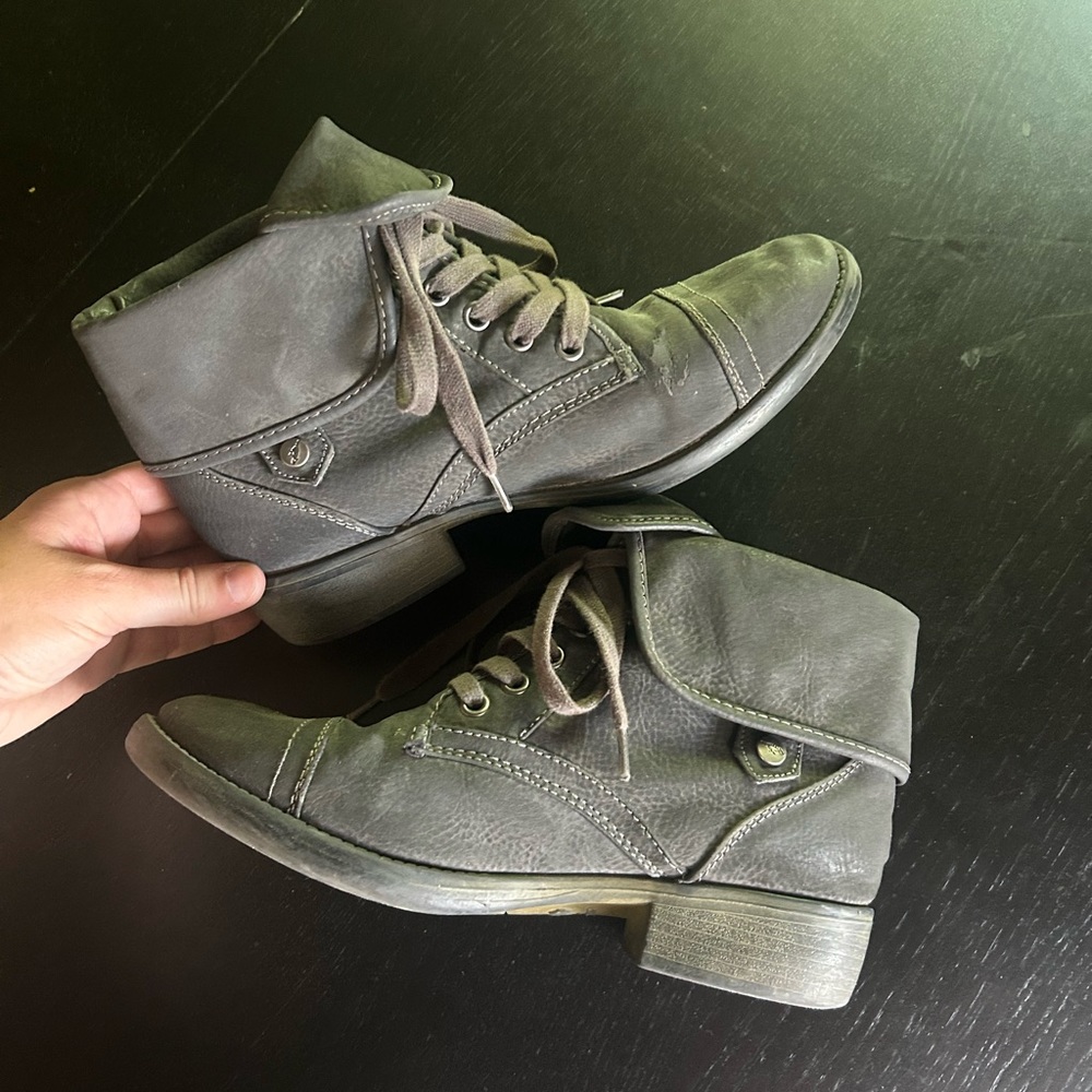 Grey heeled booties